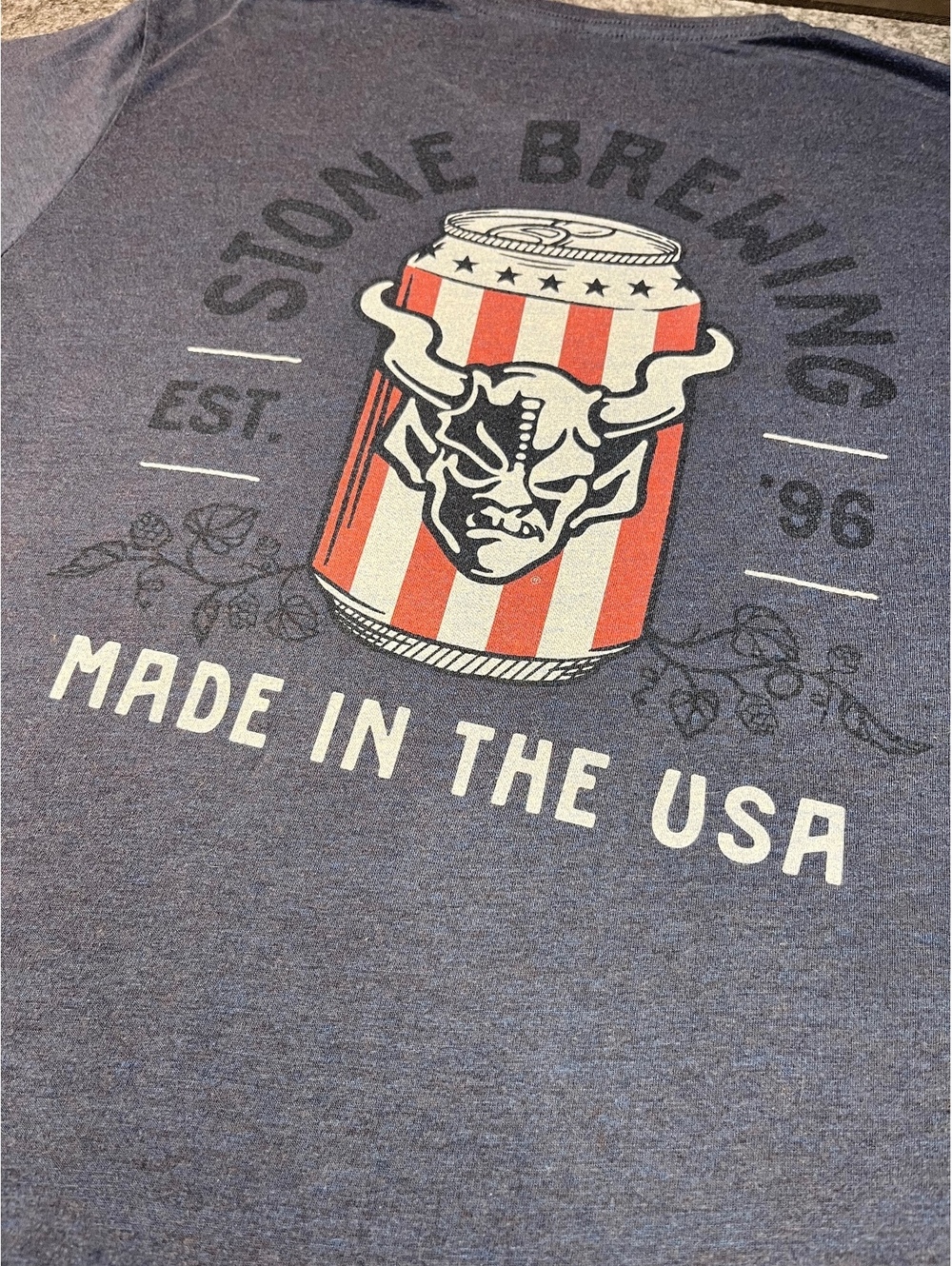 Stone Brewing Made in the USA Blue Graphic T-Shirt Large